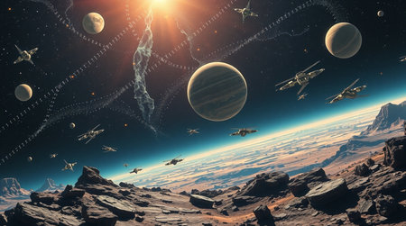 Planets and galaxy, science fiction wallpaper. Beauty of deep space.
