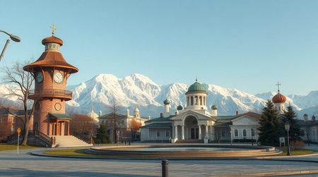 Panoramic view of the Church of the Assumption of the Blessed Virgin Mary in Yekaterinburg, Russia