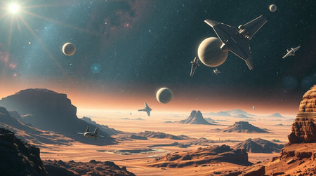 Fantasy alien planet. 3D illustration. Elements of this image furnished by NASA