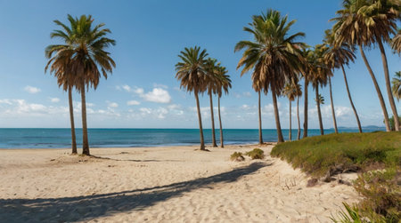 Palm trees on the beach in Guadeloupe, Caribbean