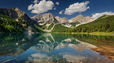Mountain lake in Dolomites, South Tyrol, Italy