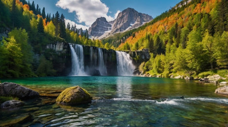 Waterfall in the Dolomites, Alto Adige, Italy