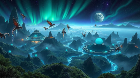 Fantasy alien planet. 3D illustration. Elements of this image furnished by NASA