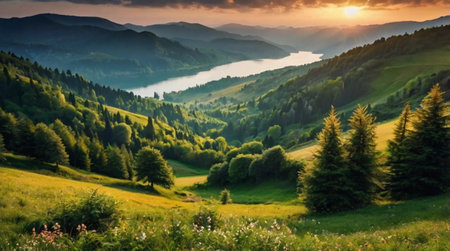 Beautiful summer landscape in the Carpathian mountains. Ukraine, Europe.の写真素材