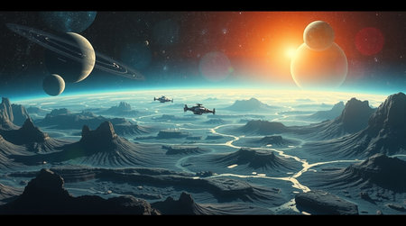 Fantasy alien planet. 3d rendering. Elements of this image furnished by NASA