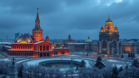 Panoramic view of St. Petersburg at night.の写真素材