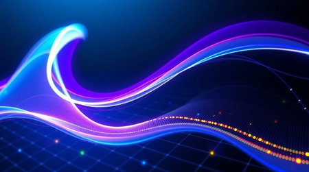 abstract technology background with glowing lines and dots. 3d rendering