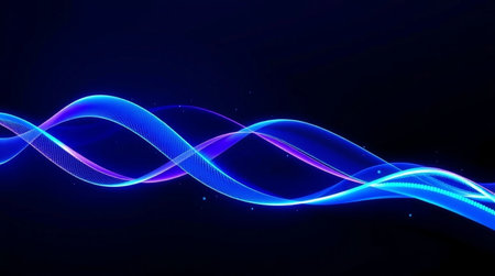Blue abstract wave on a dark background. Futuristic technology style.