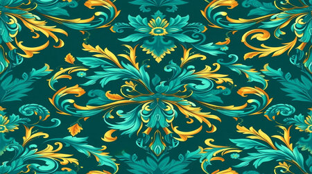 Seamless damask pattern. Vector vintage baroque ornamentの写真素材