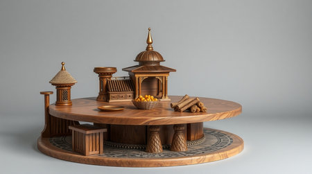 3d illustration of a wooden table.の写真素材