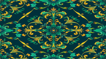 Seamless pattern with floral ornament in retro style. Vector illustrationの写真素材