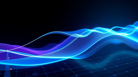 abstract blue wave background, 3d rendering, computer digital illustration