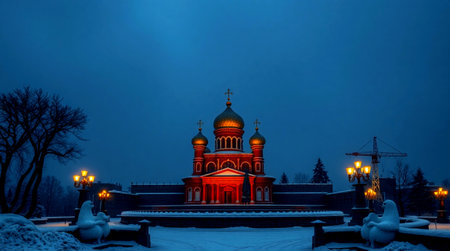 Church of the Intercession of the Blessed Virgin Mary in Yaroslavl at night, Russiaの写真素材