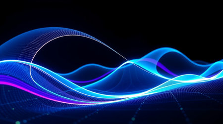 abstract blue wave on dark background, computer-generated 3D illustration