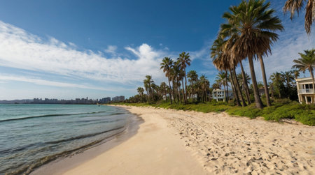Panoramic view of Waikiki Beach in Honolulu, Hawaiiの写真素材