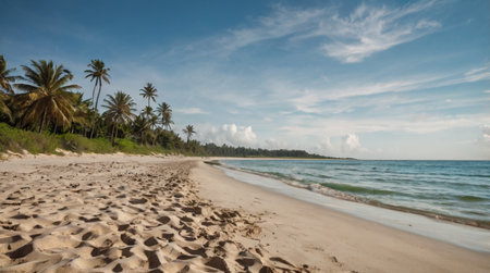 Tropical beach in the Dominican Republic. Panoramic viewの写真素材