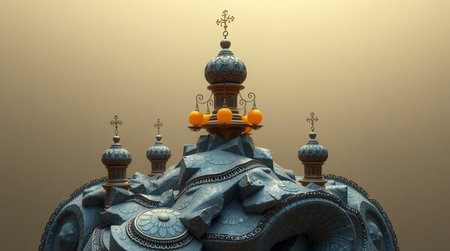 3D Illustration of a religious monument in the form of a dragonの写真素材
