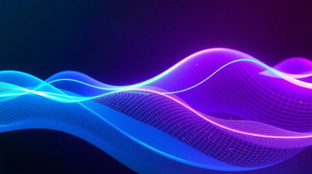 abstract background with blue and purple wave lines. 3d renderingの写真素材