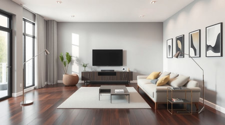 Modern living room interior design. 3d rendering mock up scene.