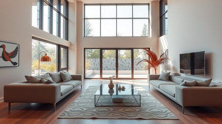 Modern living room interior design. 3d rendering mock up scene.
