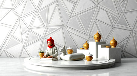 3d rendering of a scene in a room with white walls