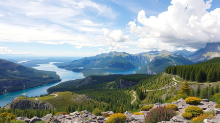 Panoramic view of Banff National Park, Alberta, Canadaの写真素材