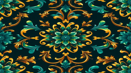 Seamless pattern with vintage baroque ornament. Vector illustrationの写真素材