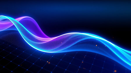 3d render, abstract blue background with flowing lines, 3d illustration