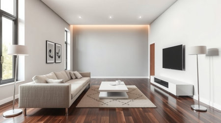 modern bright interiors apartment Living room 3D rendering illustration computer generated imageの写真素材