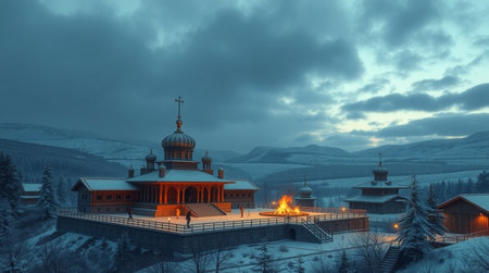 Church of the Intercession of the Holy Virgin on the Nerl River in winterの写真素材