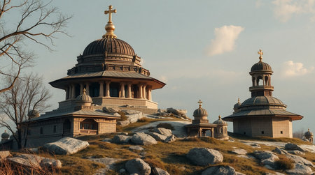 Church of St. Nicholas on the top of the mountain. Ukraineの写真素材