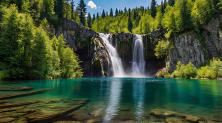 Waterfall in Plitvice Lakes National Park (Croatia)の写真素材