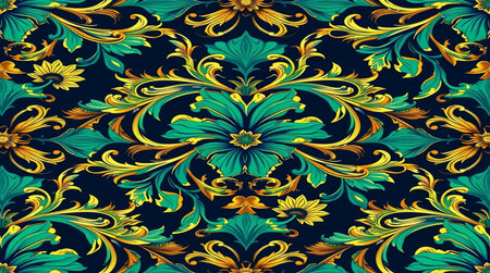 Seamless pattern with vintage baroque ornament. Vector illustrationの写真素材