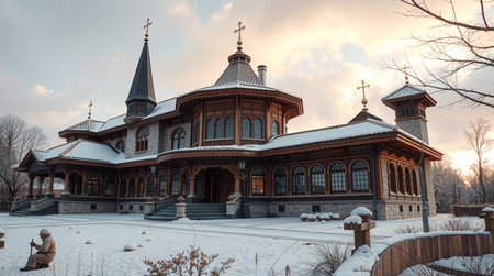 Orthodox church in the winter. Krasnodar, Russiaの写真素材
