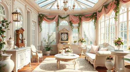 Luxury living room interior in classic style. 3d renderの写真素材