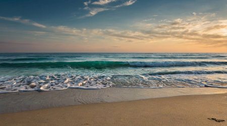 Beautiful sunset on the beach of the Caribbean Sea, Dominican Republic