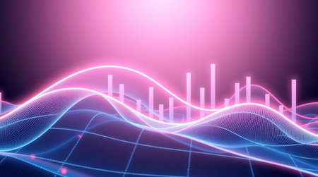 abstract 3d illustration of digital sound waves with bokeh effectの写真素材