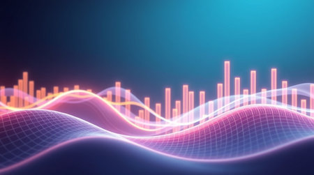 abstract 3d illustration of sound wave background, music equalizer conceptの写真素材
