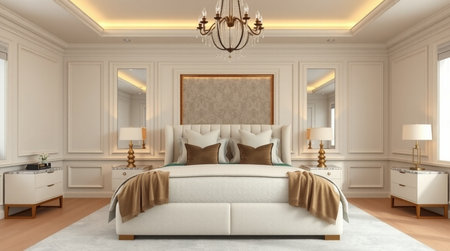 Bedroom interior. 3d illustration. Bedroom in classic style.の写真素材