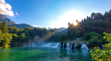 Waterfalls in Plitvice Lakes National Park (Croatia)の写真素材