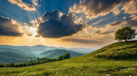 Beautiful summer landscape in the Carpathian Mountains, Ukraine.