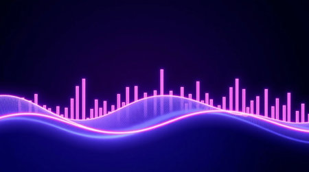 Futuristic technology wave background with glowing lines. Vector illustration.