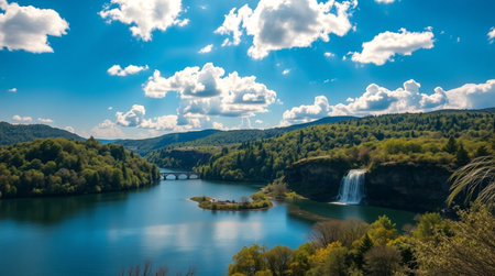 Panoramic view of Plitvice Lakes National Park, Croatiaの写真素材