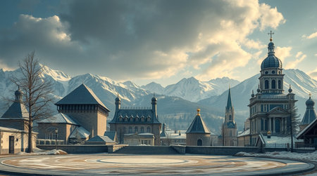 Panoramic view of a beautiful winter landscape.