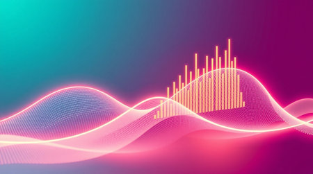 abstract sound wave technology background. 3d rendering, 3d illustration.の写真素材