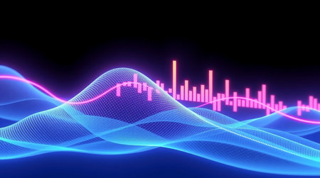 3d illustration of abstract background with sound wave, music equalizer