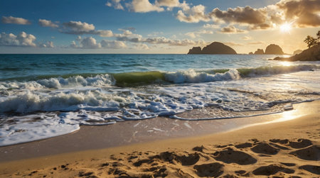 Tropical beach at sunset, Koh Samui, Thailand.の写真素材