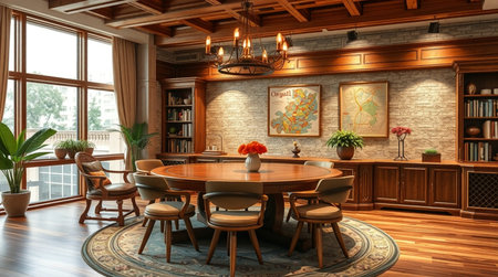 3D rendering of a classic dining room in a classic style.の写真素材