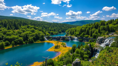 Panoramic view of Plitvice Lakes National Park, Croatiaの写真素材