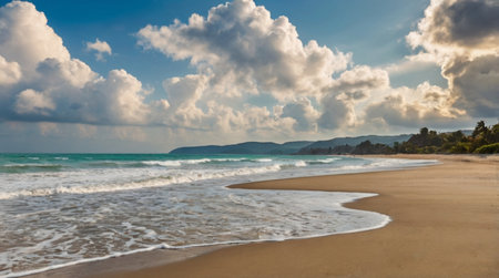 Panoramic view of the beach on the island of Corfu in Greeceの写真素材